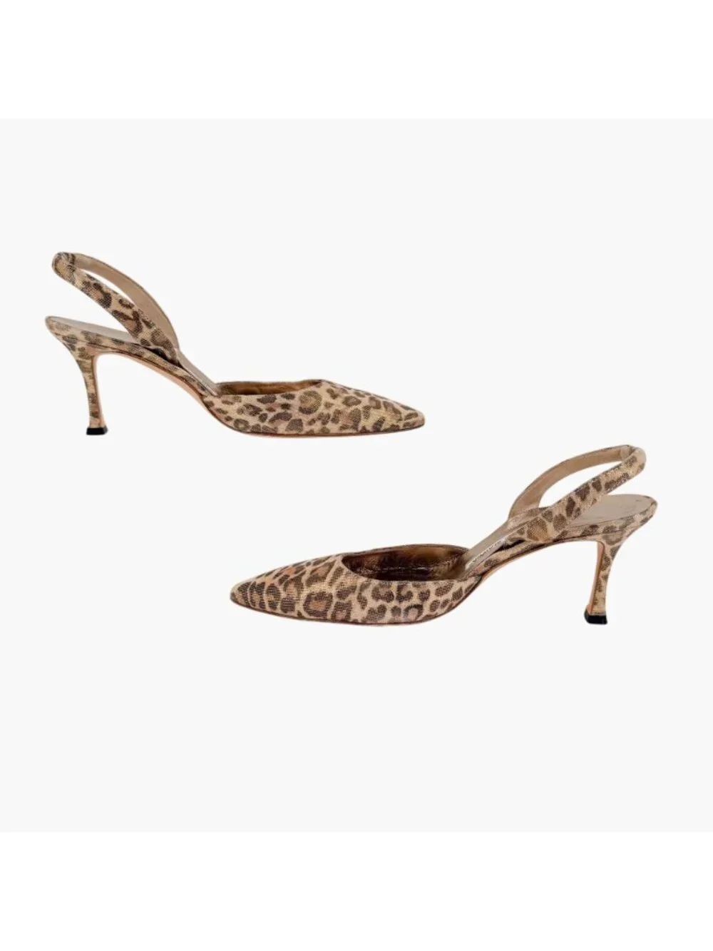 Manolo Blahnik Carolyn 70 Metallic Leopard Slingback Pumps Size 38.5 US 8.5